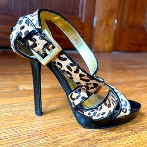 Charles by Charles David Animal Print Ankle Wrap Sandals - Size 7.5